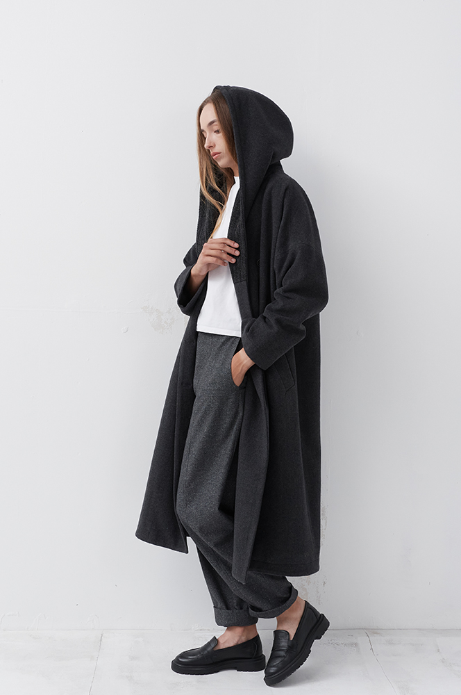 Пальто графіт з каптуром (ПТ 11/1)